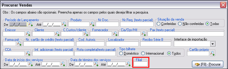 Alteração ocorrida no módulo de vendas