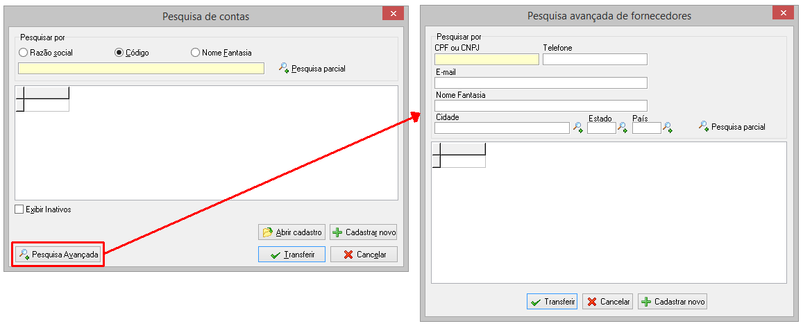 Módulo para pesquisa de fornecedores