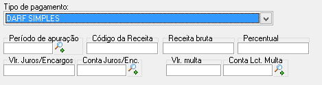 Campos adicionais para preenchimento de pagamento de DARF SIMPLES