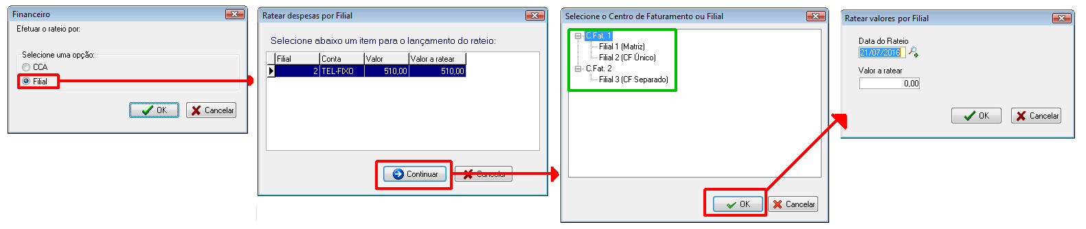Rateio por Filial