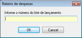 Tela para informar o lote a ser rateado