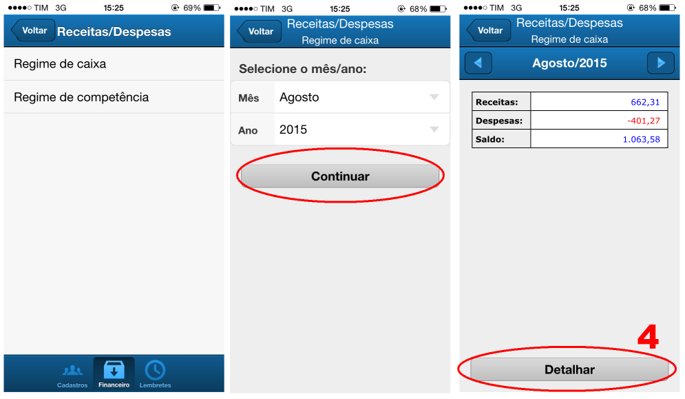 Consulta de relatóro receitas e despesas
