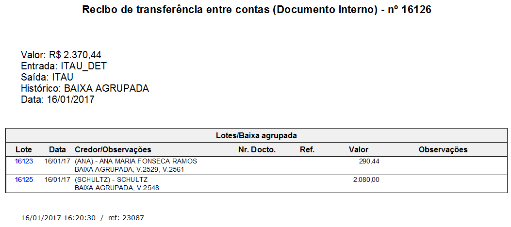 Alteração de lotes de baixa agrupada