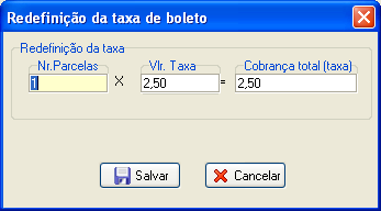 Módulo de redefinição da taxa de Boleto