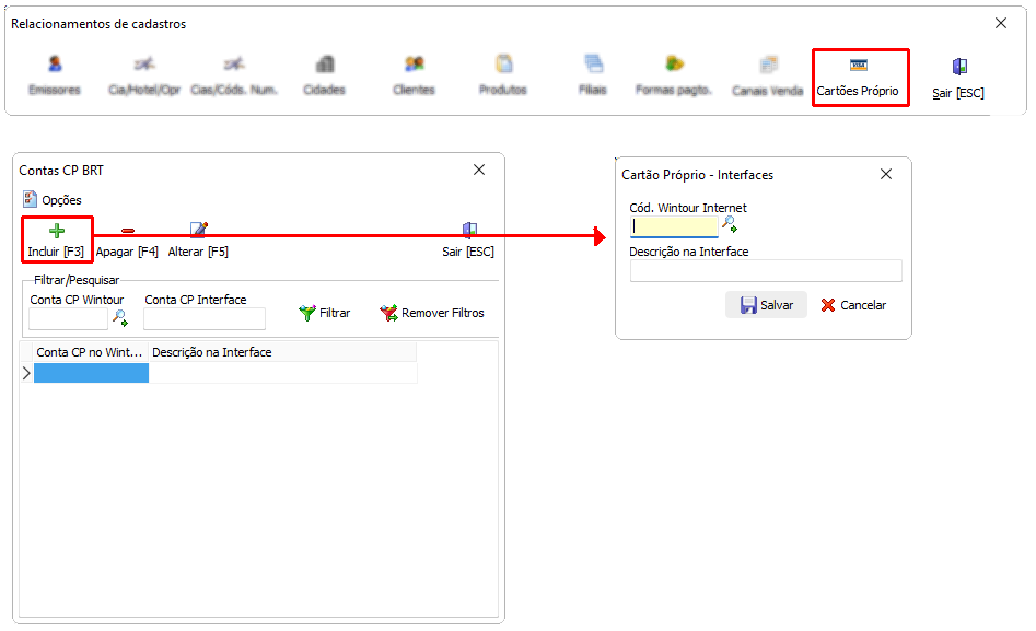 Cadastro de relacionamento de cartão de crédito da própria agência