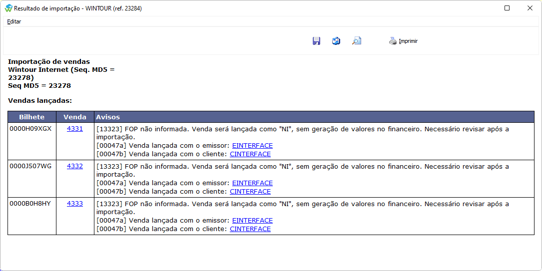 Relat&oacute;rio detalhado do hist&oacute;rico de importa&ccedil;&atilde;o de interfaces
