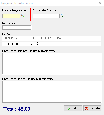 Restrição para liquidação de contas a pagar/receber