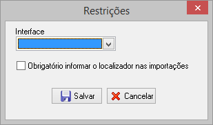 Cadastro de restrição do usuário para integrar as emissões da interface informando os localizadores