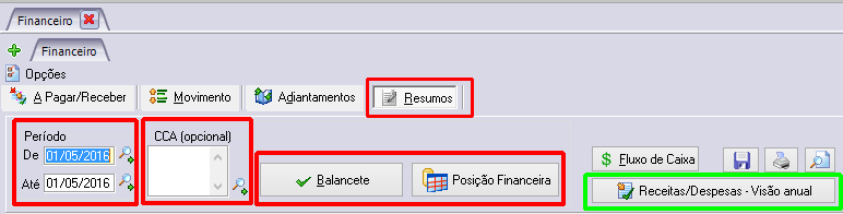 Relatórios do Resumo financeiro que permitem exibir informações de rateios.