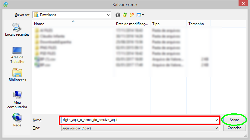 Salvando exportação do calendário em csv