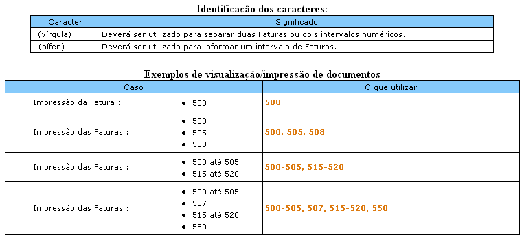 Ajuda para preenchimento do campo de número da fatura