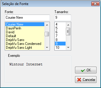 Configuração de tipo de fonte para o rodapé do voucher série B.
