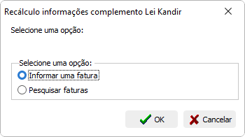 Mensagem de erro de forma de pagametno obrigatória o recalculo de kandir