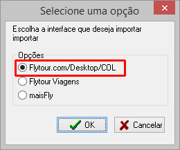 Seleção da interface Flytour.com/Desktop/COL