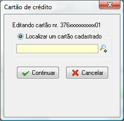 Localizando cartões CTAA cadastrados para o cliente
