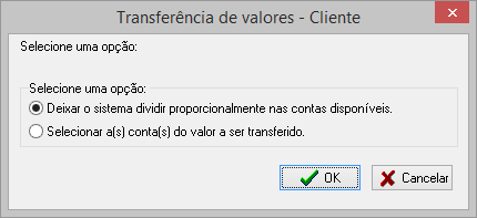 Transferência do valor a receber do cliente