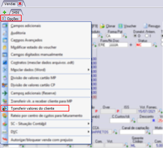 Transferência de valores cliente