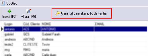 Gerar URL de alteração de senha