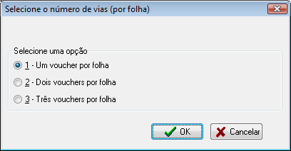 Seleção do número de vias para a impressão do voucher série B