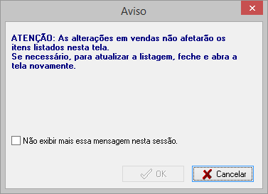 Aba [ Vendas ] do módulo de seleção de faturas a emitir